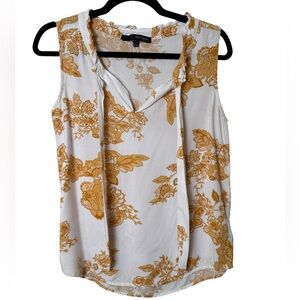 Harve Benard Sleeveless Blouse with Gold Floral Pattern